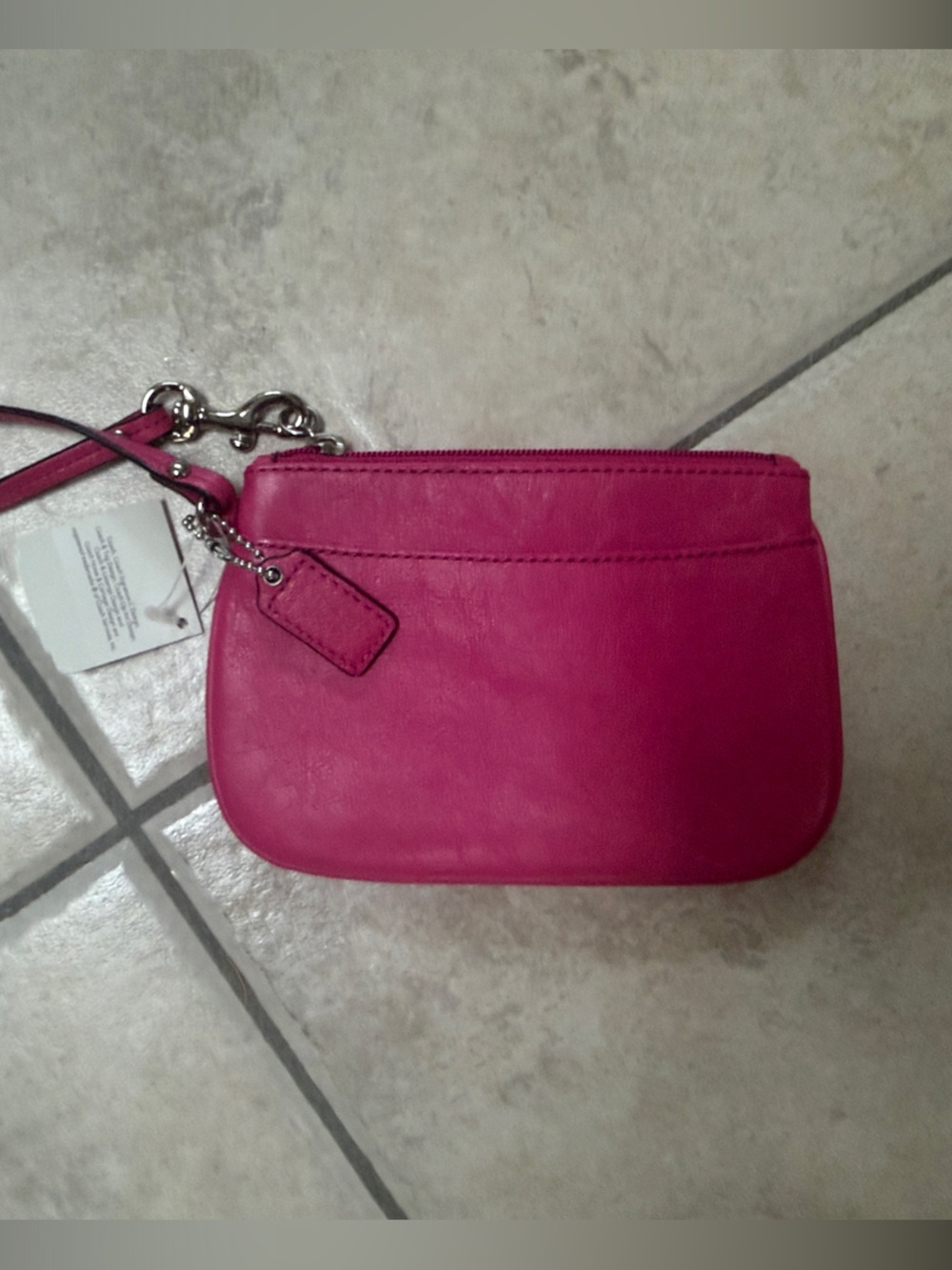 Coach Hot Pink Leather Wristlet Clutch